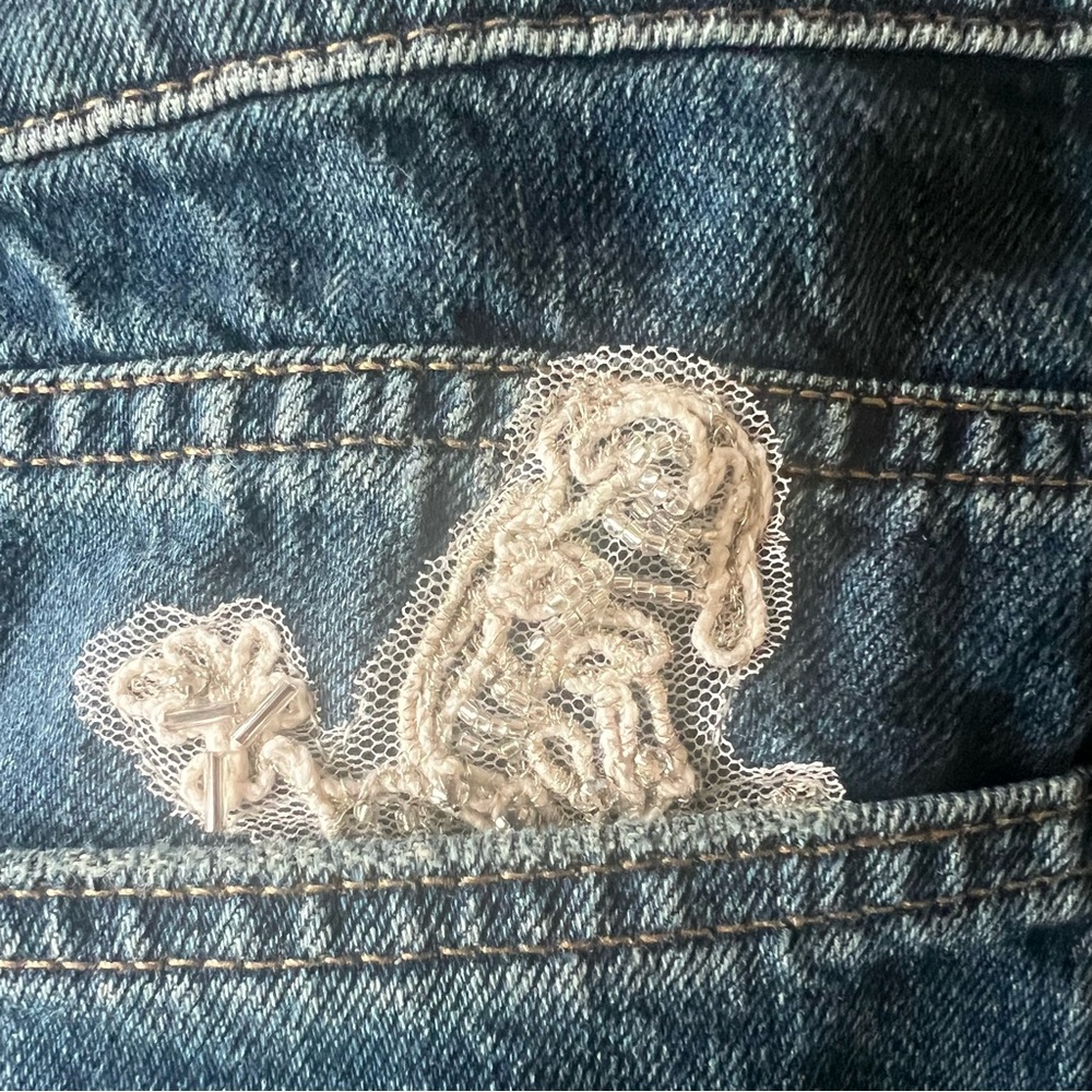 Lauren Ralph Lauren Lace Sequin Patchwork Tapered Jeans*NWT - Picture 8 of 12